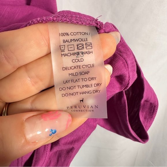 🌺 Peruvian Connection Cotton Tank — Magenta/Fuchsia (L) — V-Scoop Neck - Picture 10 of 11